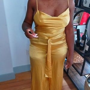 Satin mustard jumpsuit